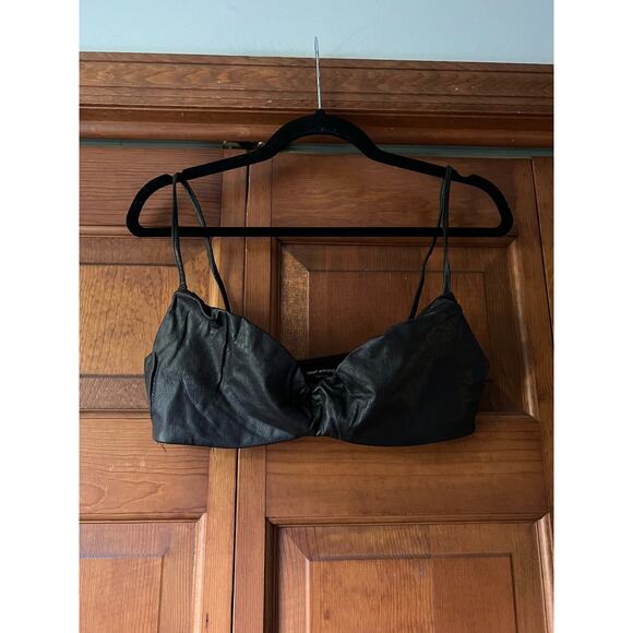 NWOT Naked Wardrobe Faux Leather Bralette Top Black Women’s Size L Vegan Chic - Picture 2 of 10